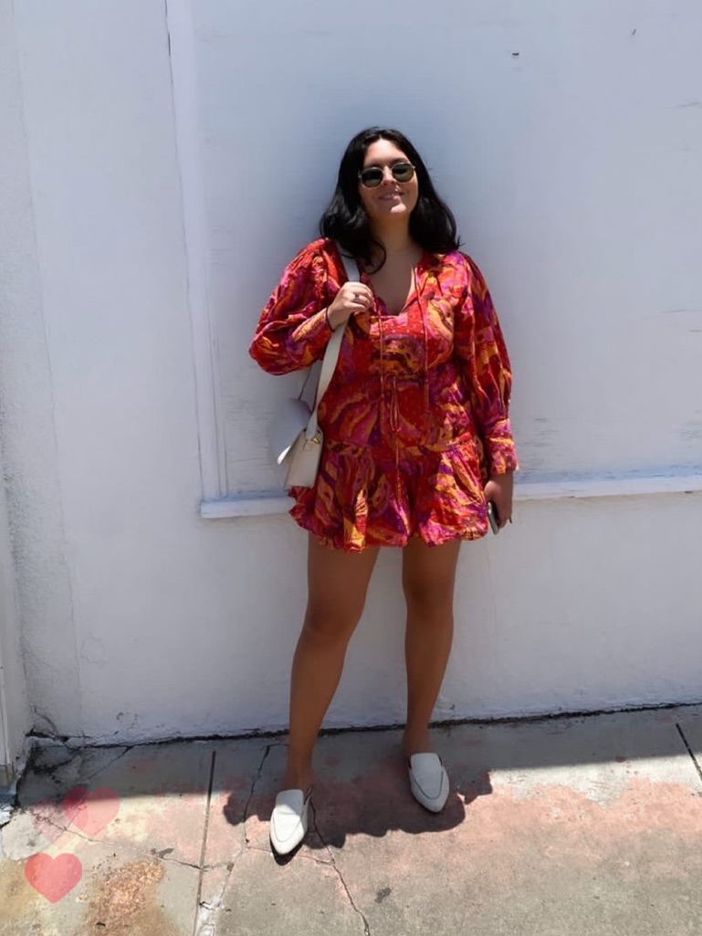Farm Rio Red, Purple & Orange Printed Mini Dress